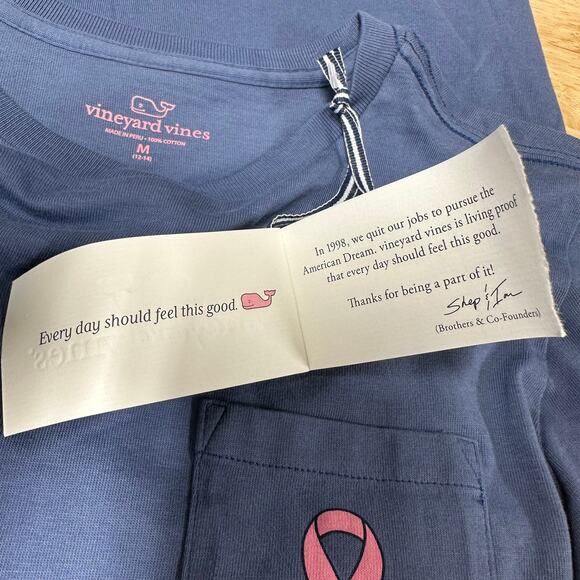 Vineyard Vines Girls Size Medium (12-14) Cancer Awareness Long Sleeve Tee NWT - Picture 5 of 9